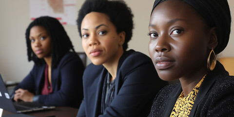 Obraz premium Three African American women in a business meeting