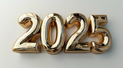 year 2025 golden symbol, 3d-illustration image background