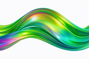 A vivid holographic green gradient wave on a clean white background, designed for contemporary aesthetics, abstract visuals, and stunning generative AI artwork for creative projects.