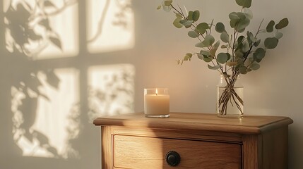 Serene Candlelight and Eucalyptus: A Peaceful Home Interior