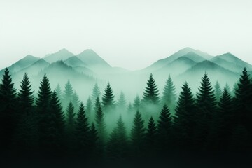 Fototapeta premium Misty Mountain Forest Landscape