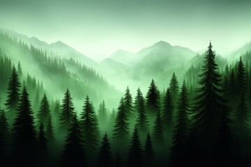 Misty Mountain Forest Landscape