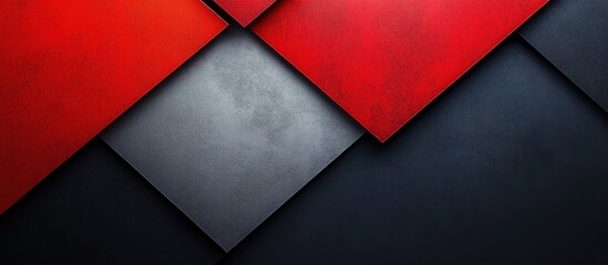 Geometric Abstract Background in Red Black and White with Vibrant Colors and Soft Shadows