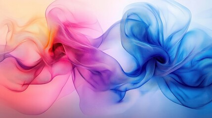 Fluid Abstract Art with Smooth Blue and Pink Textures Ethereal Dreamy Composition
