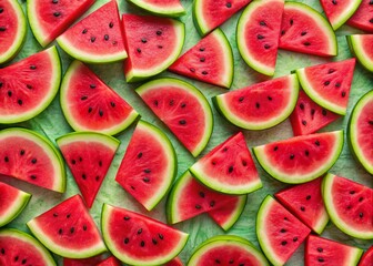 Bright and vibrant watermelon slice backdrop, perfect for summer promotions. Juicy textures and colorful patterns enhance food and beverage marketing, bringing refreshing vibes to any campaign.