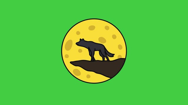 green screen animation of wolf and full moon