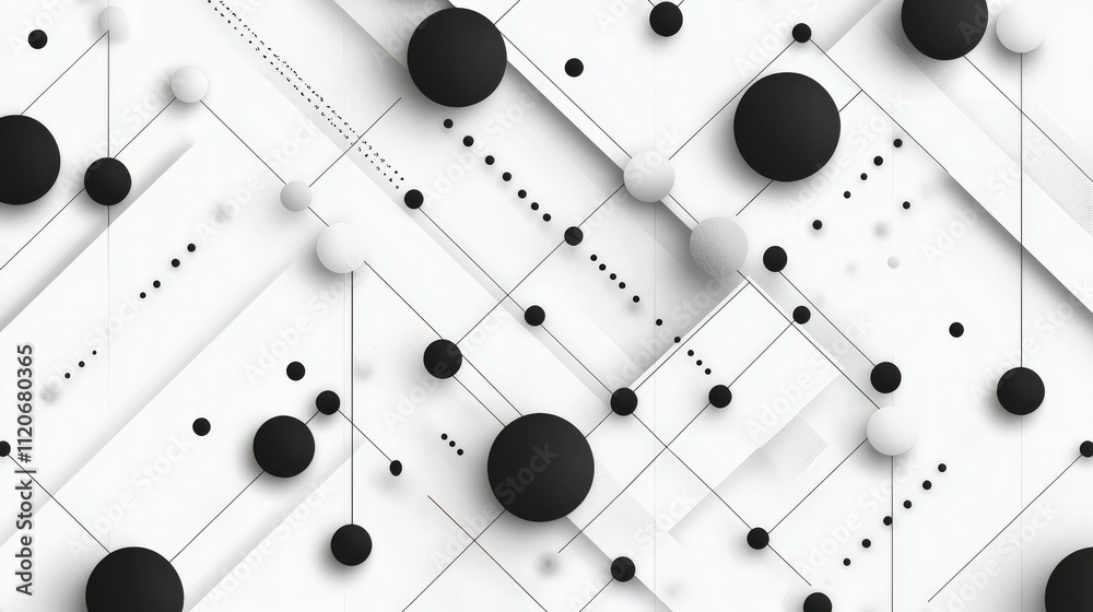 Aufkleber Minimalist dots and lines, abstract geometric patterns in a clean layout