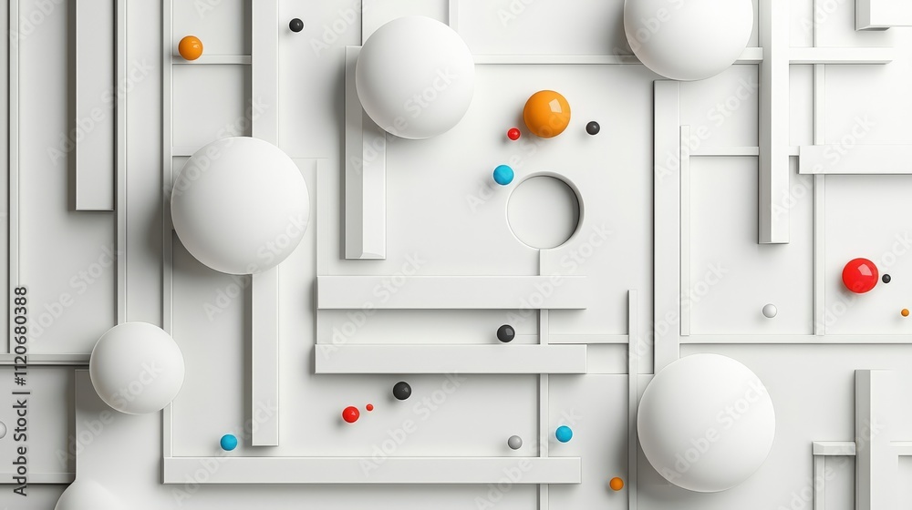 Poster Minimalist dots and lines, abstract geometric patterns in a clean layout