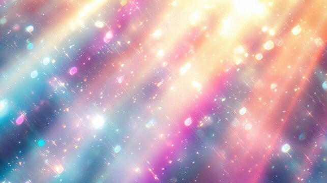 Prism Light Flare Abstract Background with Pastel Colors and Dreamy Rays