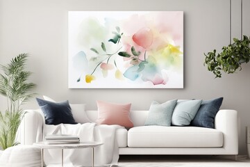 Soft watercolor splashes in pastel colors on a white canvas