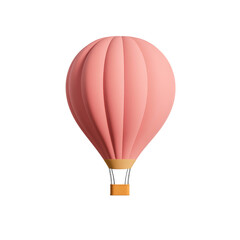 Obraz premium A pink hot air balloon with a rounded design and vertical stripes, featuring a black and yellow base.