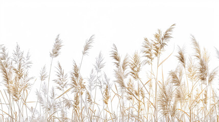 Natural Canadian Reedgrass: On white background, 3D rendering.
