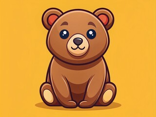 Obraz premium Charming flat-style grizzly bear logo ideal for branding and merchandise, perfect for children's products. A delightful, playful bear design, perfect for creative projects.