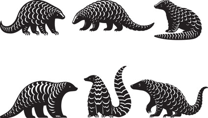 pangolin silhouette, pangolin icon, pangolin silhouette vector illustration