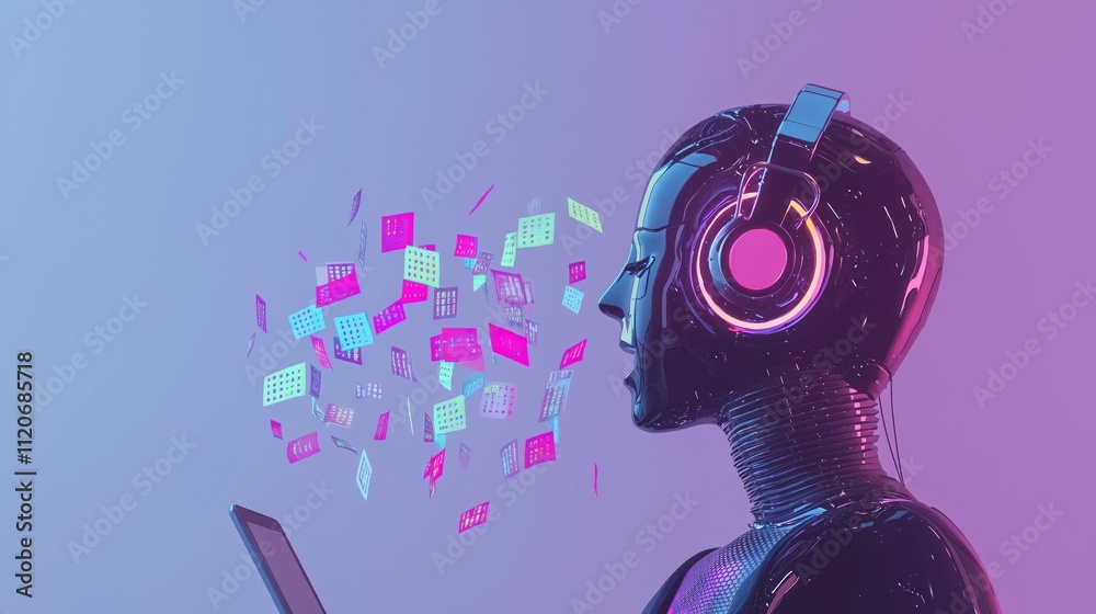 Poster futuristic ai assistant using virtual technology for language interaction