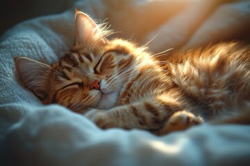 Sleeping Cat in a Blanket