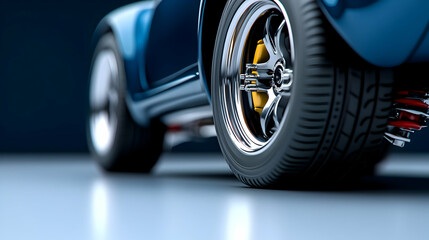 Spirals, curves, repair core, light black and indigo, and auto bodywork style are all used to depict and photograph the car's suspension.