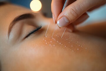 Close Up of Acupuncture Needles Inserted by Physiotherapist for Dry Needling Therapy