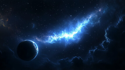 Fototapeta premium Majestic Glowing Nebula and Starry Night Perfect for Sci-Fi, Fantasy, and Space Exploration Projects