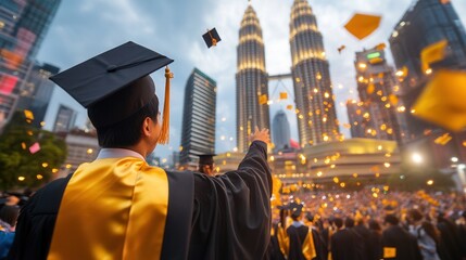 Graduation Celebration in Kuala Lumpur with Colorful Caps