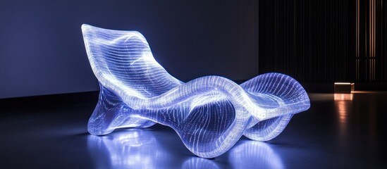 Futuristic, translucent, glowing lounge chair.