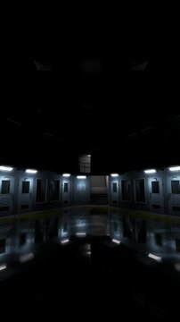 Maximum security prison. Lights turning on sequentialy in maximum security penitentiary. 3d rendering. Seamless loop.
