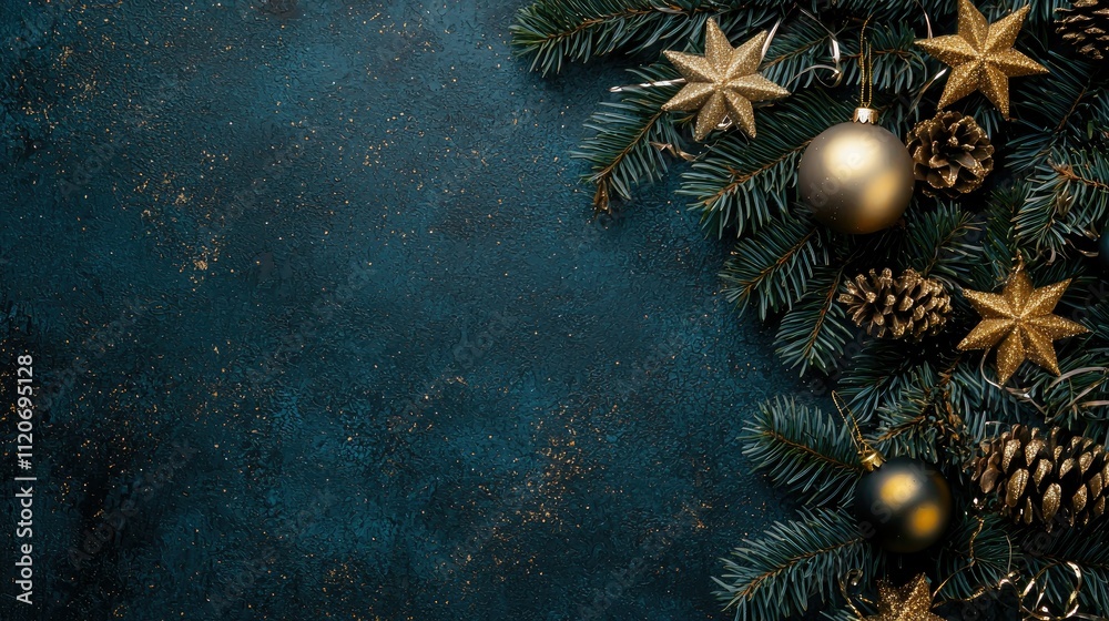 Poster dark blue background with a festive golden border for new yearâ€™s events