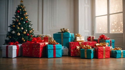 Festive Christmas Morning: Gifts Under the Christmas Tree