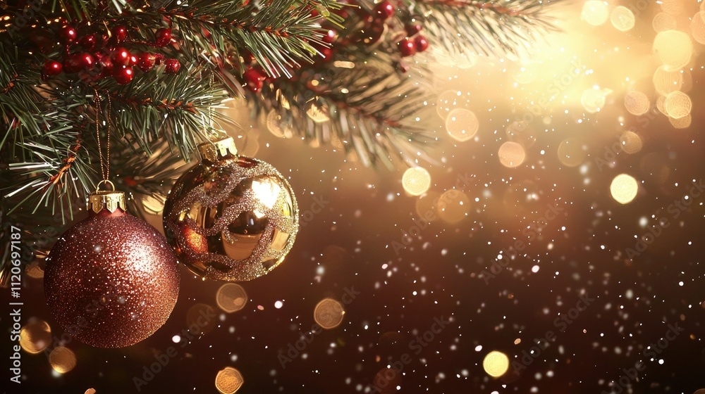 Poster Sparkling background with Happy New Year text and festive elements 