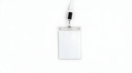 Blank ID badge on a lanyard with a clean white background, ready for customization with logos and text. Generated by AI.