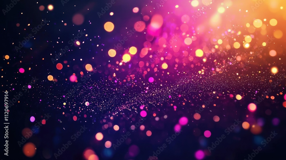 Poster Dark background with glowing Happy New Year message and lights 