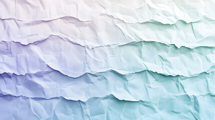 Fototapeta premium Abstract background of crumpled pastel paper with a gradient of purple, white, and teal. Perfect for design projects needing a textured, artistic feel.