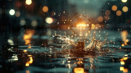 Obraz premium Splash of Innovation: A new idea hits with sudden force, splashing through the surface of creativity, expanding perspectives and unlocking fresh opportunities for growth. 