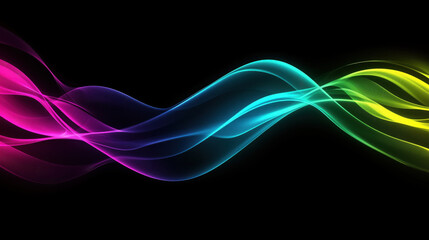 Fototapeta premium Abstract 3D Flowing Liquid-Like Wave Textures in Magenta, Lime Green, and Cyan Gradient