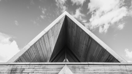Fototapeta premium Gable Roof: A roof with two sloped sections meeting at a ridge, creating a triangular shape, offering durability, easy drainage, and a timeless architectural style. 