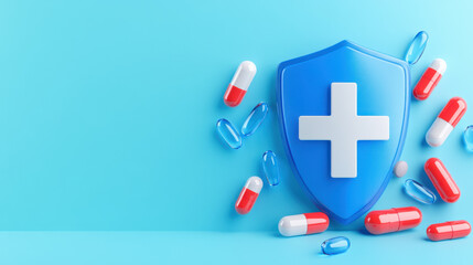 Health Protection Shield with Medical Pills