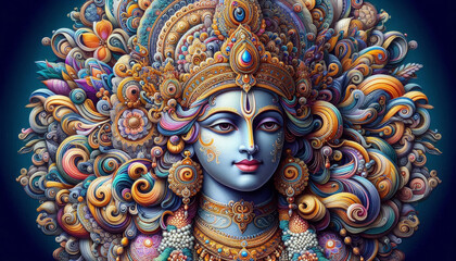 Lord Shree Krishna Digital Painting or Digital Art or Abstract - Generative AI