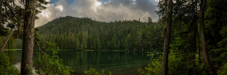 Panorama Of Lake George And Thick Clouds Overhead