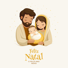 Noite de Natal. Nascimento de Jesus Cristo. Feliz Natal. familia sagrada	

