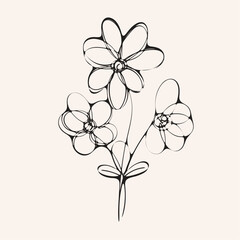 Hand drawn flat design simple flower outline