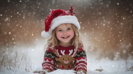 Christmas Baby Girl in Snow