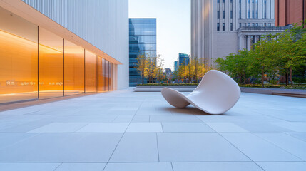 Modern Urban Plaza with Sculpture