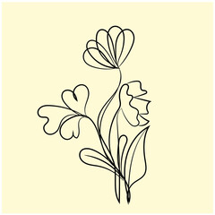 Hand drawn flat design simple flower outline