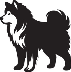 Alaskan Malamute Dog Vector illustration, silhouette clip art
