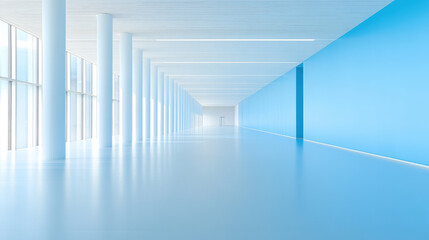 Obraz premium Modern Blue Corridor with Natural Light
