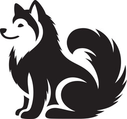American Eskimo dog silhouette vector illustration, Vector silhouette of a American Eskimo dog