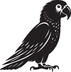 Simple black Parrot Silhouette vector illustration and Art