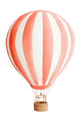 Obraz premium Watercolor Red and White Striped Hot Air Balloon