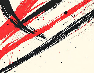 Fototapeta premium Bold Abstract Modern Design: Aggressive Red and Black Streaks with Textured Splashes, Subtle Gradients, and Gritty Ink Droplets on a Light Cream Background for a Dynamic and Emotional Visual Impact