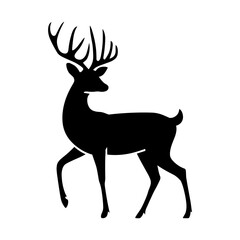Obraz premium Deer black silhouette vector art illustration| Reindeer silhouette vector art illustration design 